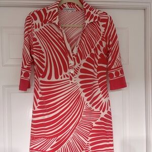 Orange and white casual dress